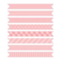 uppsättning av söt pastell rosa mönstrad band etiketter. platt vektor illustration.