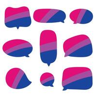 Rosa, lila, und Blau farbig Rede Blase Symbol, wie das Farben von das bisexuell Flagge. lgbtqi Konzept. eben Vektor Illustration.