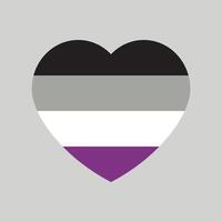 svart, grå, vit och lila färgad hjärta ikon, som de färger av de könlös flagga. lgbtqi begrepp. platt vektor illustration.