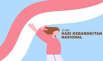 hari kebangkitan nasional 20 maj. översättning Maj 20, nationell uppvaknande dag av indonesien vektor