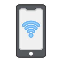 wiFi signal inuti smartphone, ikon av mobil wiFi vektor