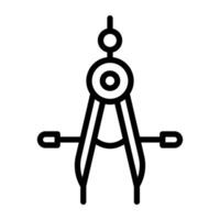 en utarbetande verktyg ikon i översikt stil, kompass vektor
