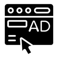 Symbol von online Anzeige im solide Vektor Design