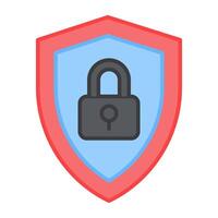 ett ikon design av hänglås inuti skydda, Cybersäkerhet vektor
