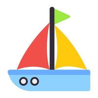 segelbåt, vattenfarkost ikon i klotter design. vektor