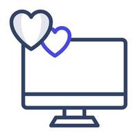 Herzen mit Monitor, online Valentinstag Symbol vektor