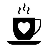 Herz auf Tasse im Untertasse, Liebe Tee Symbol vektor