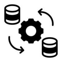 en fast design, ikon av databas förvaltning vektor