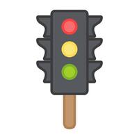 trafik kontrollera signal lampor ikon i platt design vektor