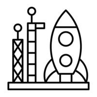 ein Glyphe Design, Symbol von Betanken Rakete vektor