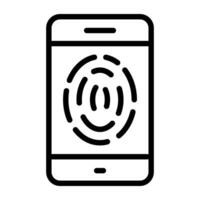 tumavtryck inuti smartphone, mobil fingeravtryck ikon vektor
