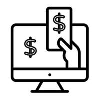 online Geld Symbol im modisch Design, Dollar Innerhalb Monitor vektor