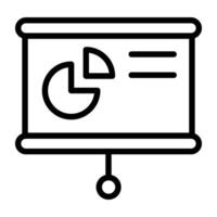 Kuchen Diagramm Symbol, linear dessin von Geschäft Präsentation vektor