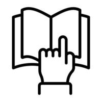 Flosse Finger auf Buch, Symbol von Buch lesen vektor