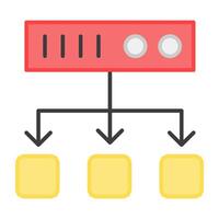 en platt design, ikon av server nätverk vektor