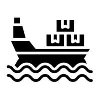 paket inuti båt, frakt fartyg ikon vektor