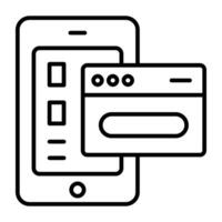 ein linear Design, Symbol von Handy, Mobiltelefon Webseite vektor