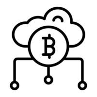 Wolke Bitcoin Netzwerk Symbol im linear Design vektor