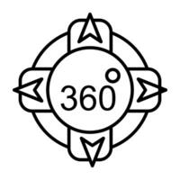 ein editierbar Design Symbol von 360 Grad Globus vektor