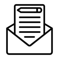 penna på brev inuti kuvert, skriva post ikon vektor