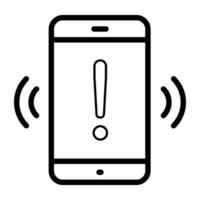 ikon av mobil varna, linjär design vektor