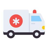 medicinsk transport ikon, linjär design av ambulans vektor
