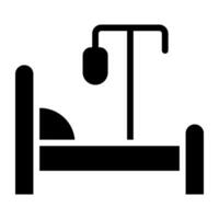 ein Symbol von geduldig Bett im Glyphe solide Design vektor