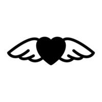 Herz mit Flügel, Konzept von Liebe Flügel solide Symbol vektor