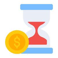 timglas med dollar, ikon av tid är pengar vektor