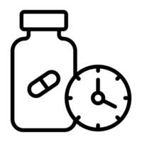 Tabletten Krug mit Uhr, Tablette Zeit Symbol vektor