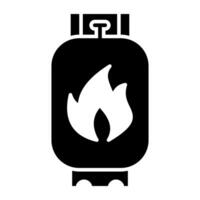 en glyf design, ikon av cylinder gas vektor