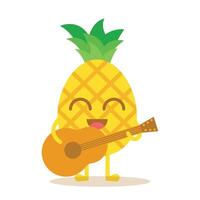 söt ananas frukt karaktär spelar gitarr. vektor illustration av frukt isolerat på vit bakgrund.