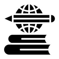Globus mit Bleistift und Bücher, global Bildung Symbol vektor