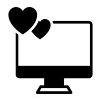 Herzen mit Monitor, online Valentinstag Symbol vektor