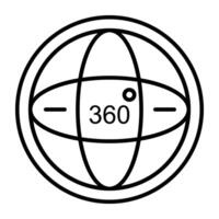 ein editierbar Design Symbol von 360 Grad Globus vektor