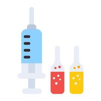 ein modisch Vektor Design von Plastik Spritze mit Phiole, Impfung