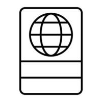över hela världen resa tillåta ikon, linjär design av pass vektor