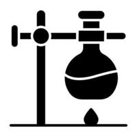 en glyf design, ikon av kemisk experimentera vektor