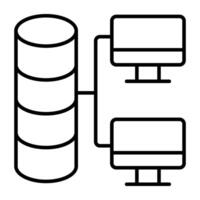 Datenbank in Verbindung gebracht mit Monitore, Symbol von Daten Transfer vektor