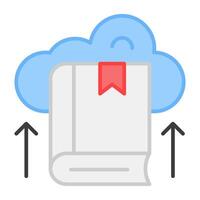 en platt design, ikon av moln bok vektor