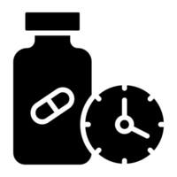 Tabletten Krug mit Uhr, Tablette Zeit Symbol vektor