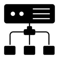 en glyf design, ikon av server nätverk vektor