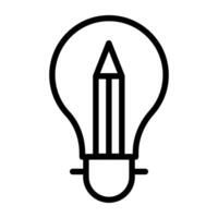 penna inuti ljus Glödlampa, kreativ skrivning ikon vektor