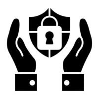 skydda inuti händer, begrepp av säkerhet skydda ikon vektor