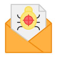 Virus auf Brief mit Briefumschlag bezeichnet Konzept von Fehler Mail Symbol vektor