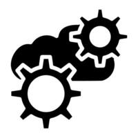 kugghjul med moln, ett ikon design av moln förvaltning vektor