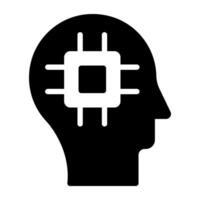 ikon av sinne processor, glyf design vektor