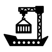 editierbar gefüllt Design von Kran Schiff Symbol vektor