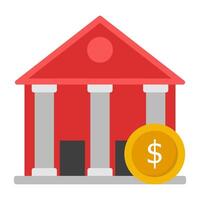 kolumn byggnad med dollar mynt, begrepp av Bank ikon vektor