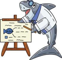 professor haj med staffli duk tecknad serie ClipArt vektor